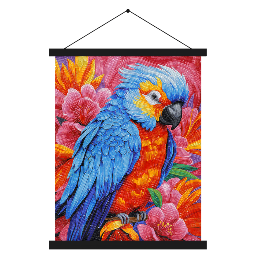 CAS-083L Pretty Parrot Crystal Art Scroll 40x50cm white