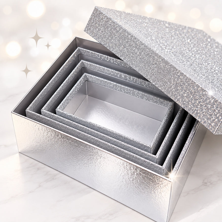 Craft Buddy Silver Nesting Gift Boxes Set of 5