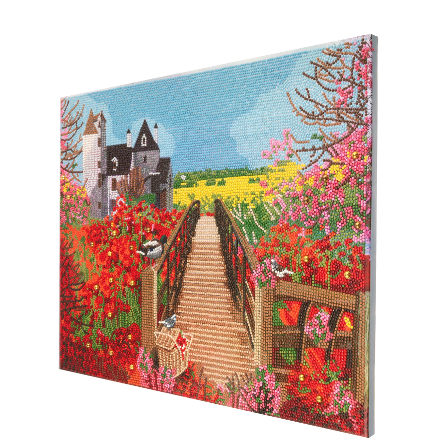 Castle Beyond The Poppies Crystal Art Framed Canvas Kit 50x40cm