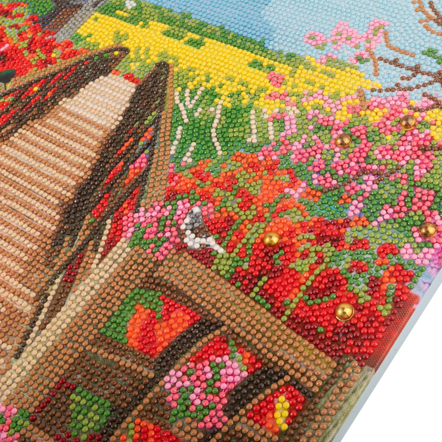 Castle Beyond The Poppies Crystal Art Framed Canvas Kit 50x40cm