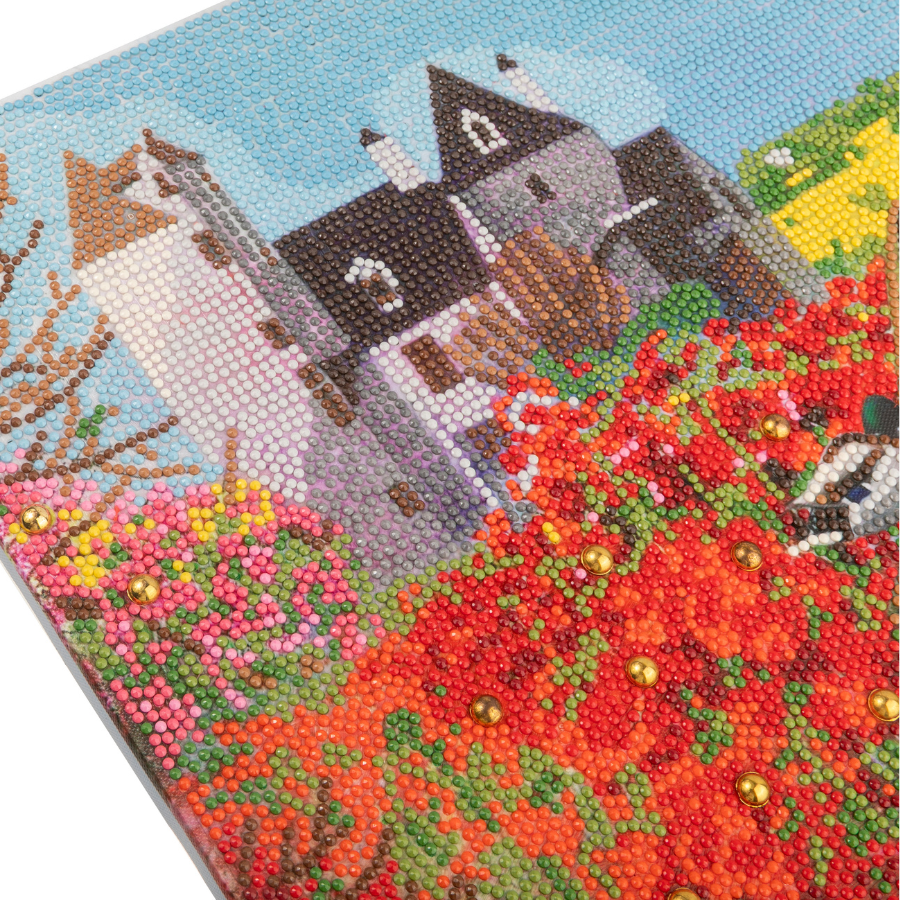 Castle Beyond The Poppies Crystal Art Framed Canvas Kit 50x40cm