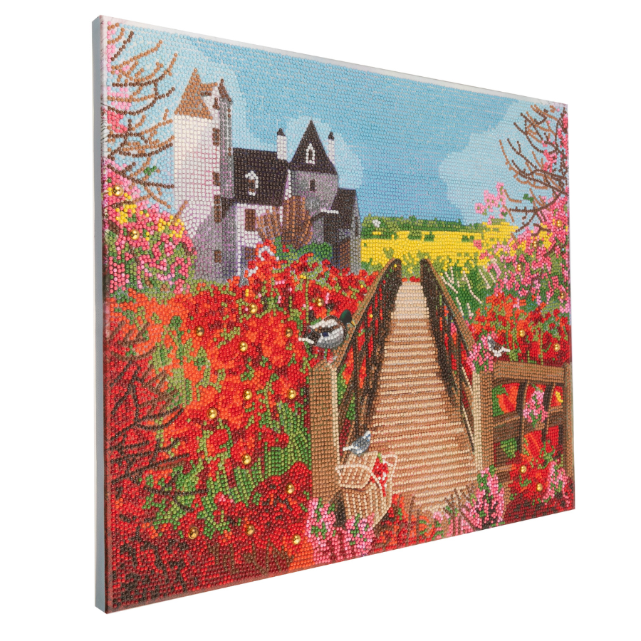 Castle Beyond The Poppies Crystal Art Framed Canvas Kit 50x40cm