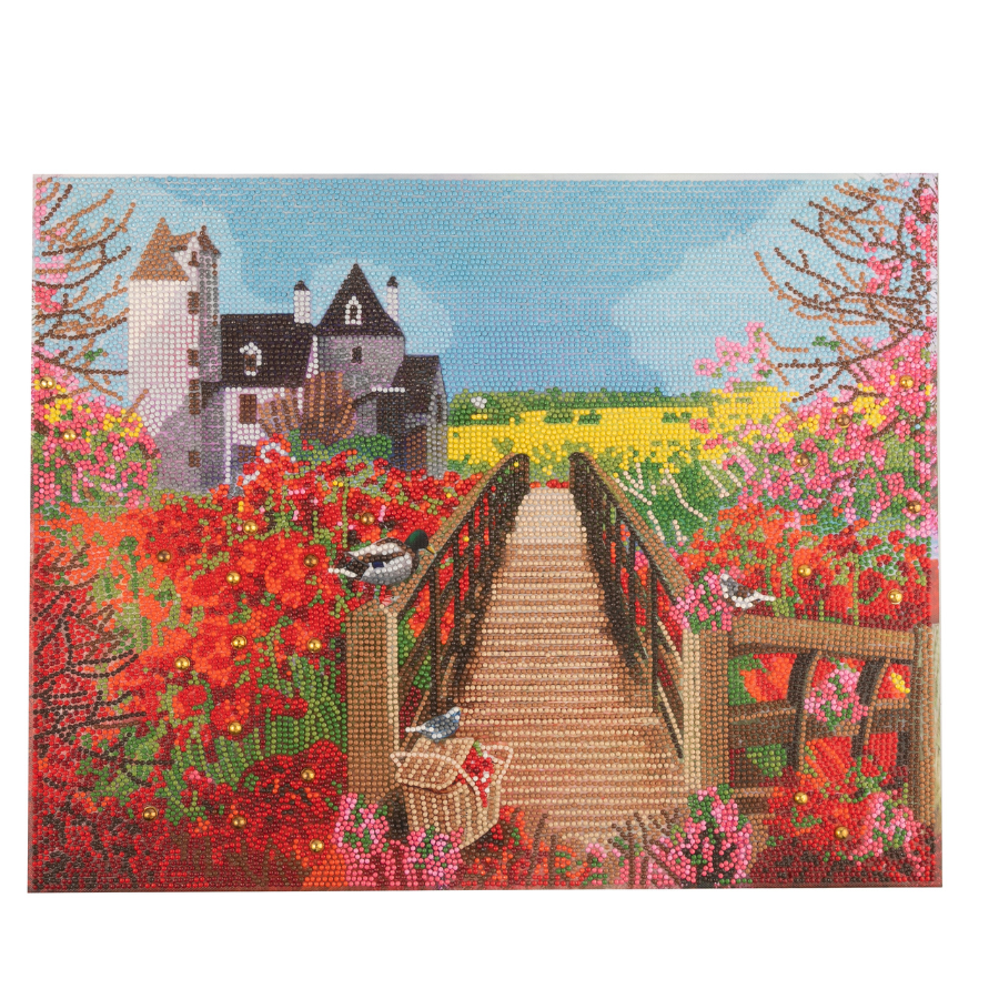 Castle Beyond The Poppies Crystal Art Framed Canvas Kit 50x40cm