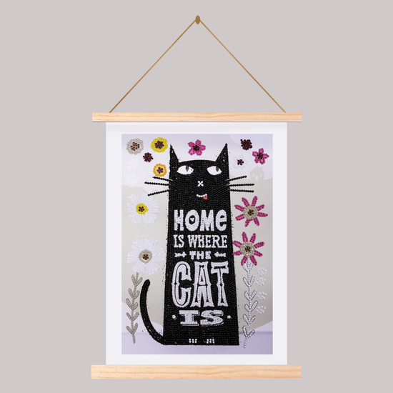 Cat At Home Mini Crystal Art Scroll Kit 1