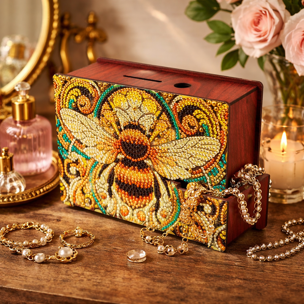 Golden Bee Crystal Art Money Box Kit