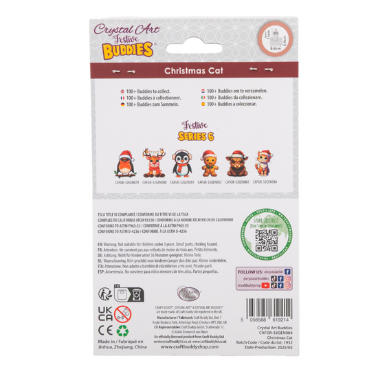 Christmas Cat Crystal Art Hanging Buddies Decoration pack back