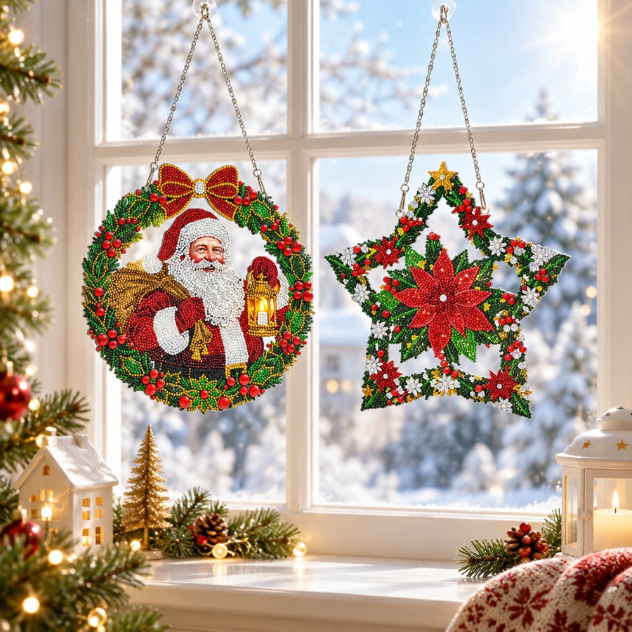 Christmas Crystal Art Hanging Decoration Kit Set of 2