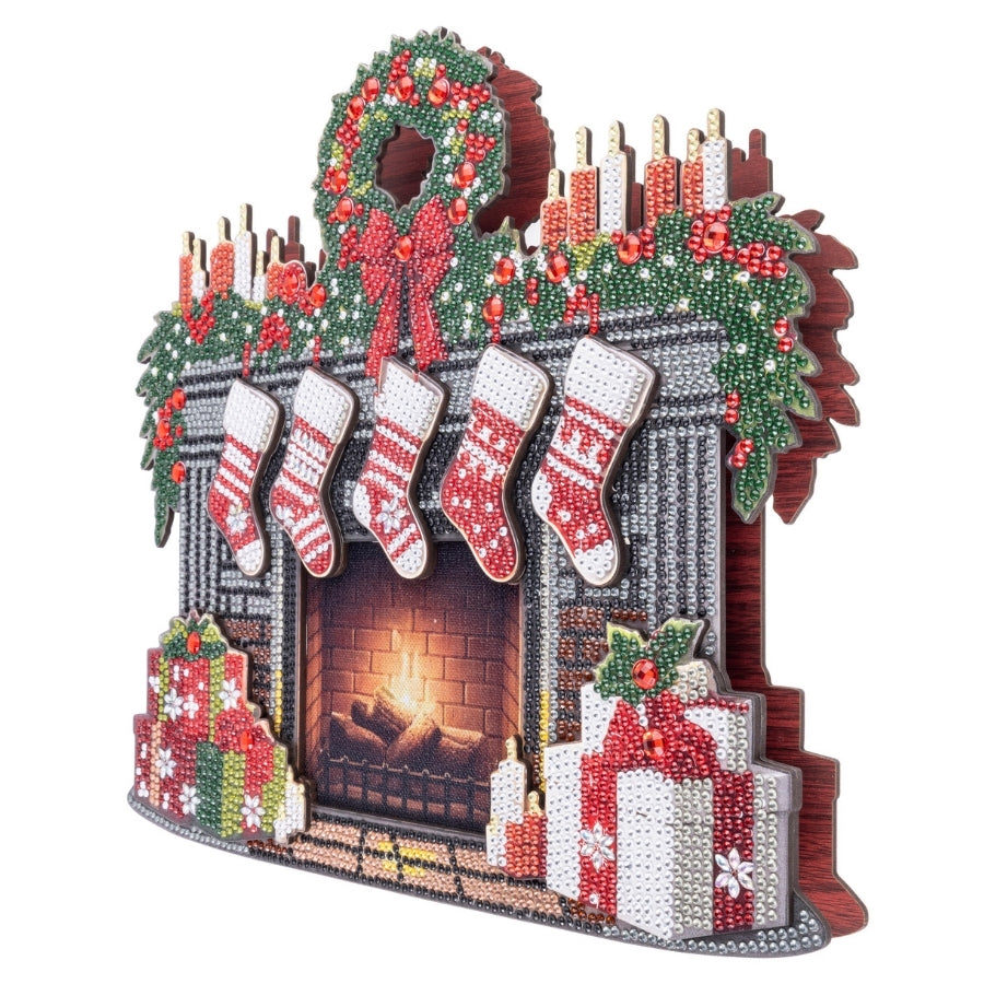 Christmas Fireplace Crystal Art 3D Buildable Scene Kit
