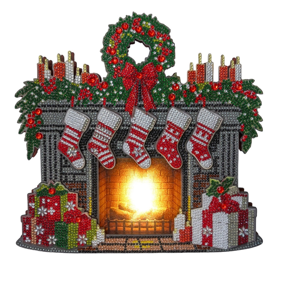 Christmas Fireplace Crystal Art 3D Buildable Scene Kit