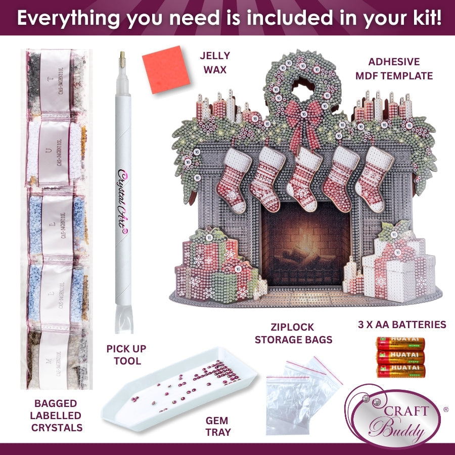 Christmas Fireplace Crystal Art 3D Buildable Scene Kit