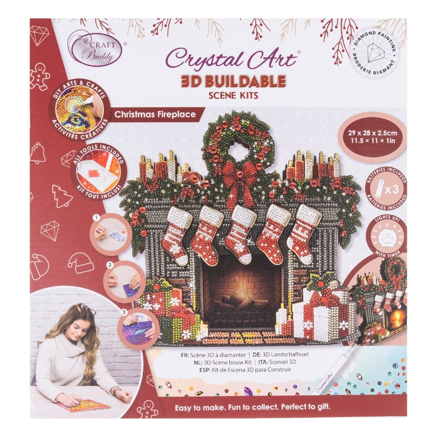 Christmas Fireplace Crystal Art 3D Buildable Scene Kit