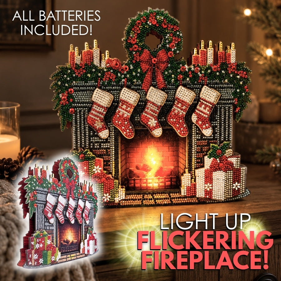 Christmas Fireplace Crystal Art 3D Buildable Scene Kit
