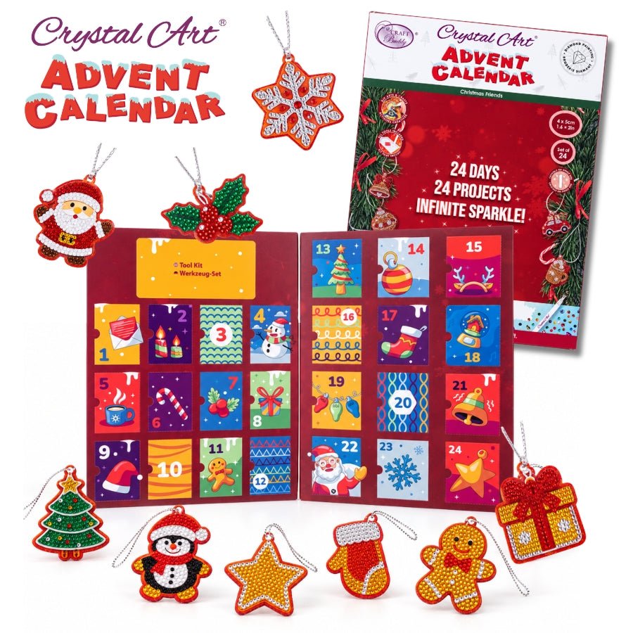 Christmas Friends Crystal Art Advent Calendar 24 Decorations