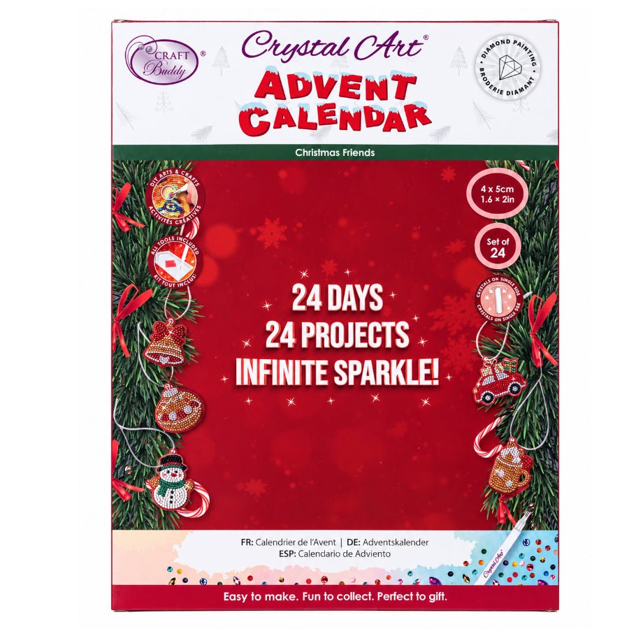 Christmas Friends Crystal Art Advent Calendar 24 Decorations