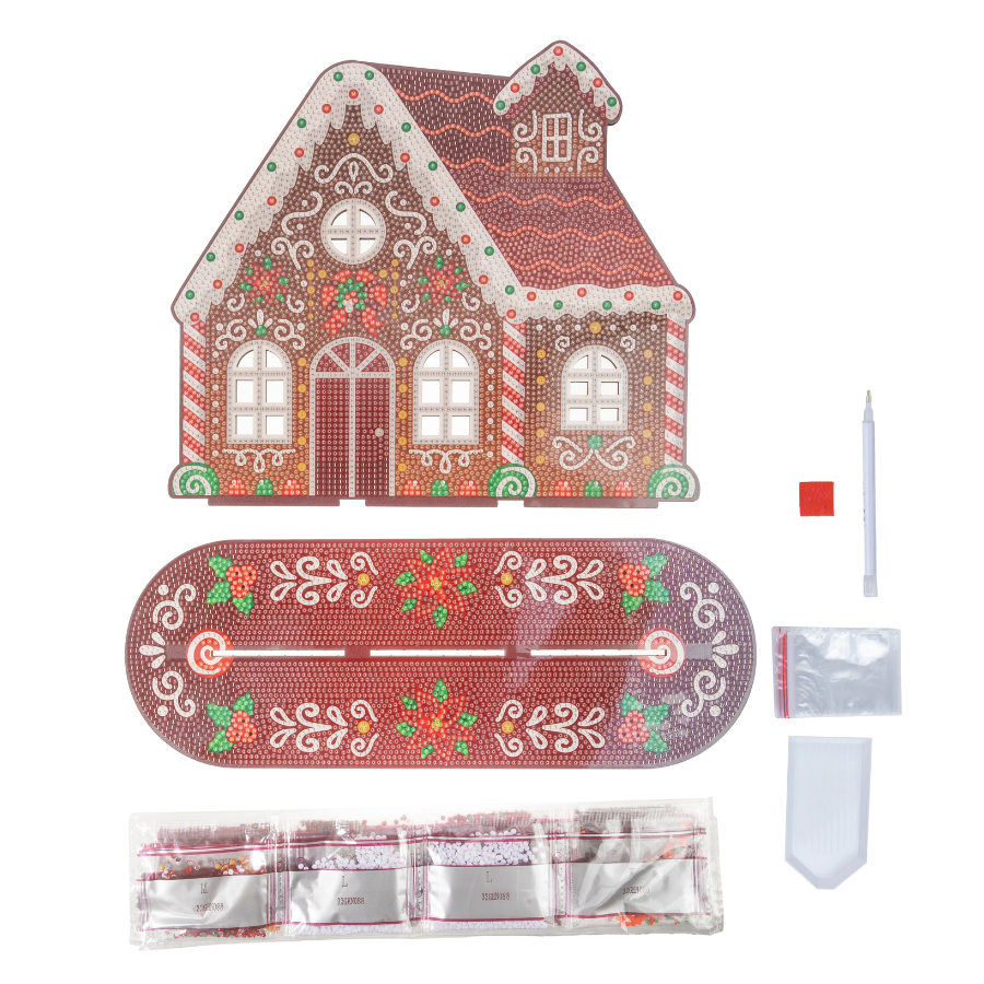 Christmas House Crystal Art Wooden Decoration