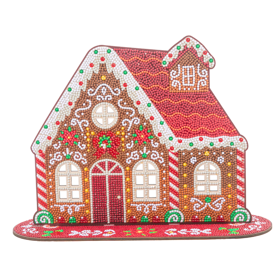 Christmas House Crystal Art Wooden Decoration