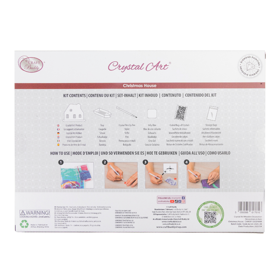 Christmas House Crystal Art Wooden Decoration