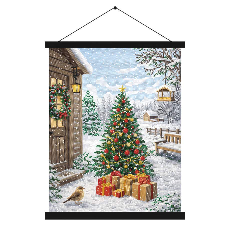 Christmas In The Garden Crystal Art Scroll Kit 40x50cm
