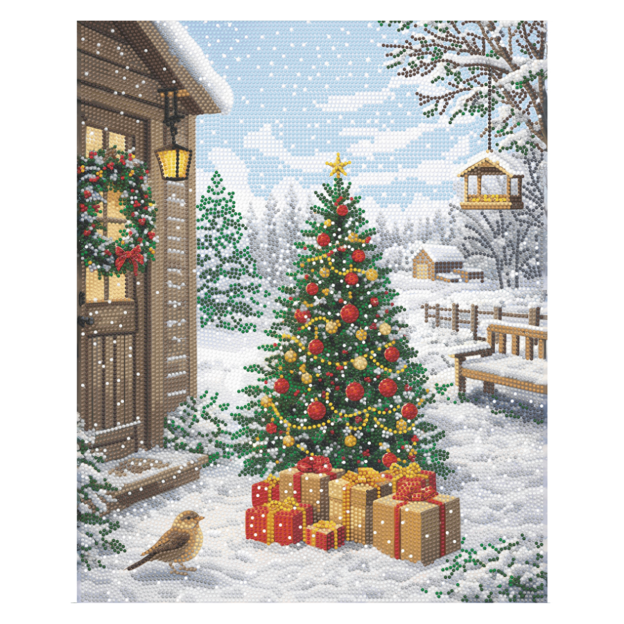 Christmas In The Garden Crystal Art Scroll Kit 40x50cm