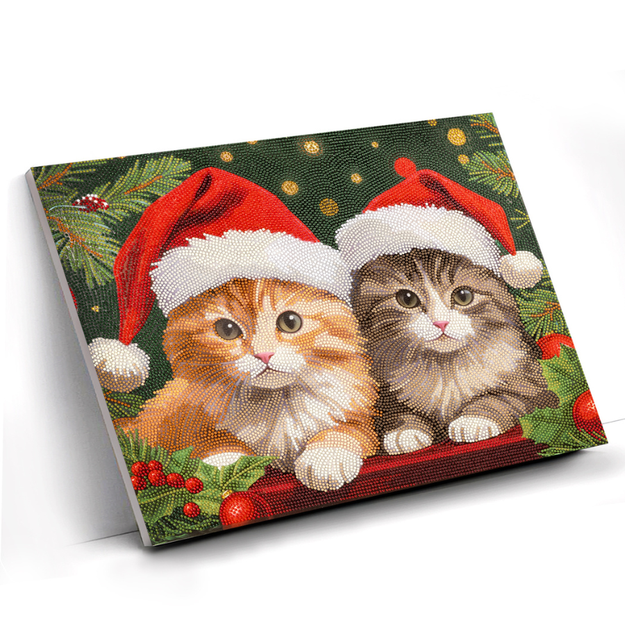 Christmas Kitties Crystal Art Canvas Kit 40x50cm