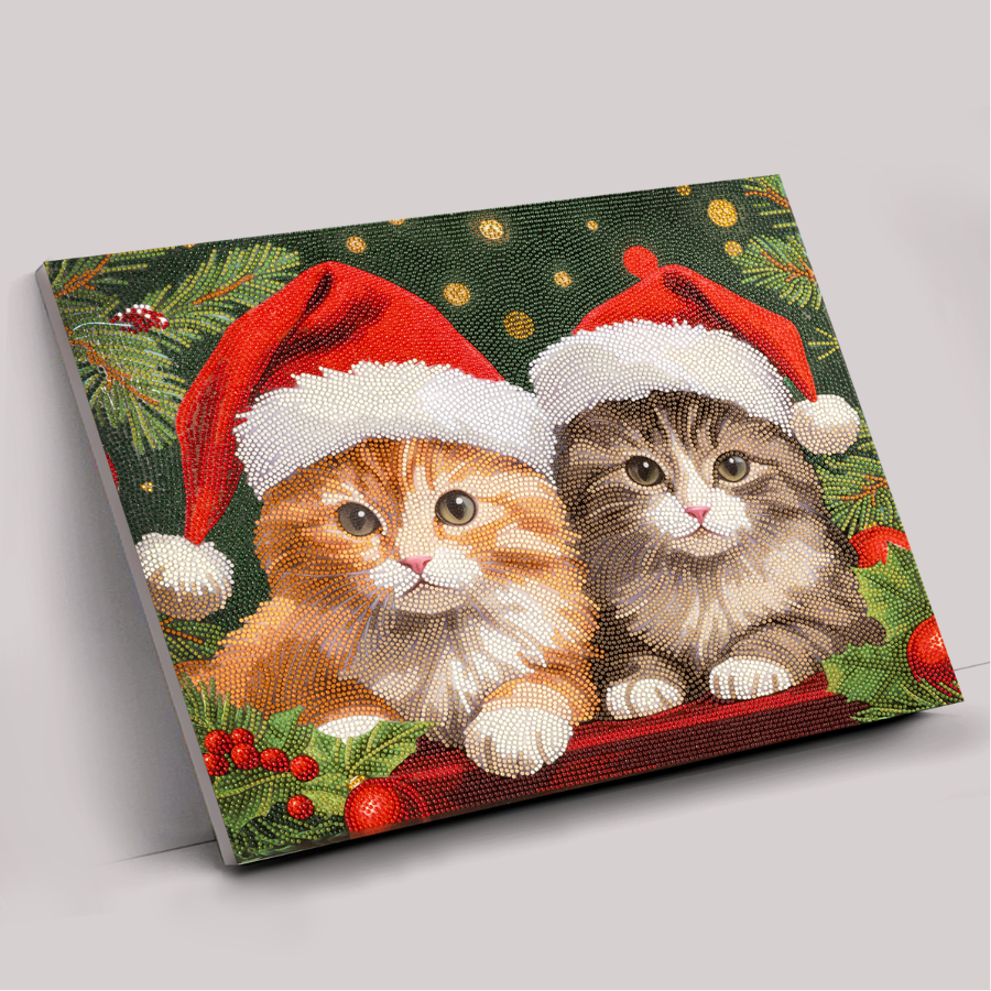 Christmas Kitties Crystal Art Canvas Kit 40x50cm