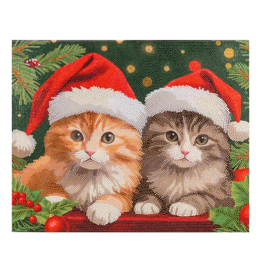 Christmas Kitties Crystal Art Canvas Kit 40x50cm