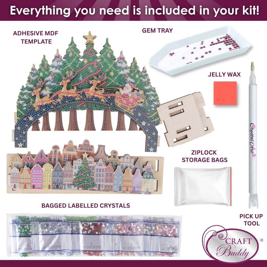 Christmas Village Crystal Art 3D Buildable Scene Kit