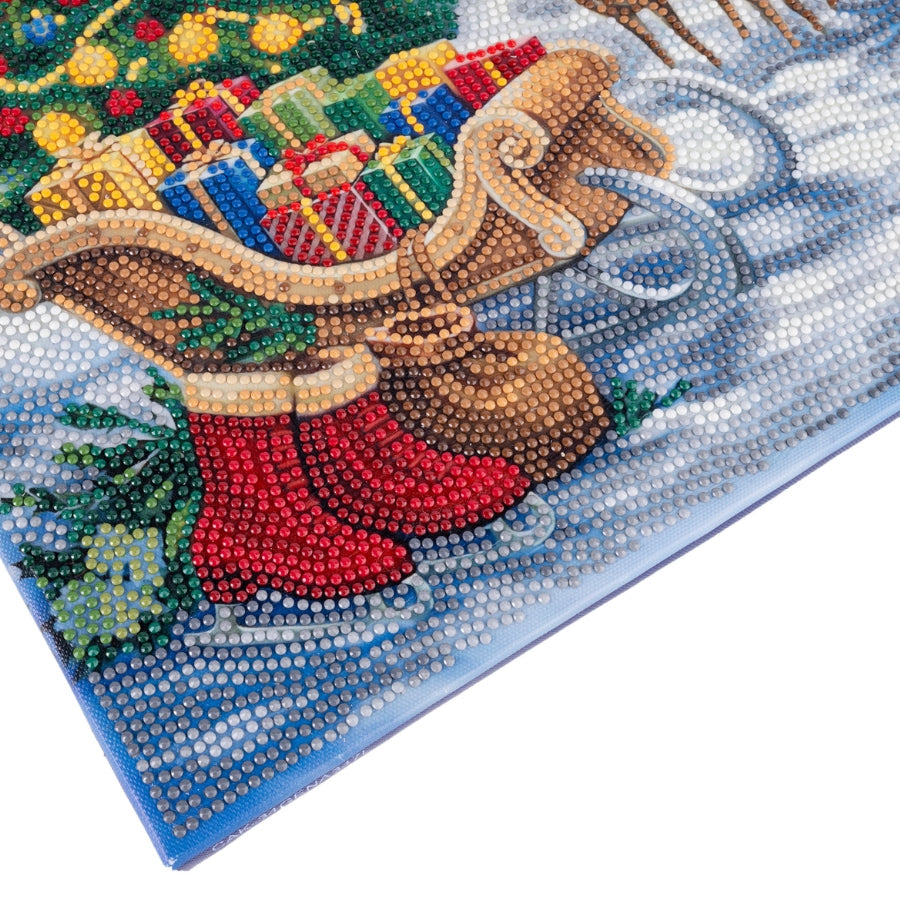 Christmas Woodland Cabin Crystal Art Canvas Kit 40x50cm