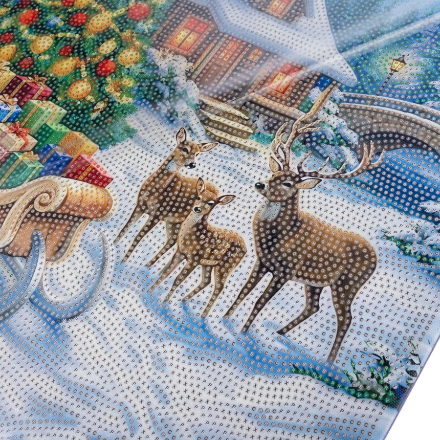 Christmas Woodland Cabin Crystal Art Canvas Kit 40x50cm