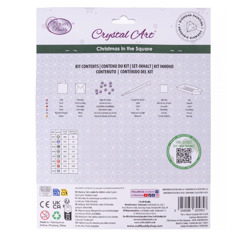 Christmas In The Square Crystal Art Card Kit 18x18cm