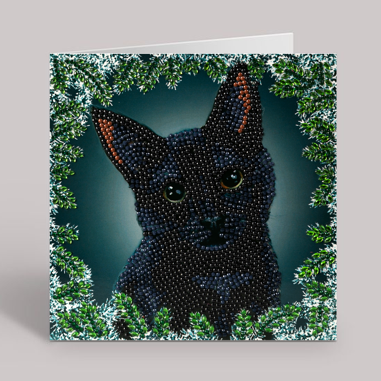 CCK-XM110: Christmas Cat 18 x 18cm Crystal Art Card