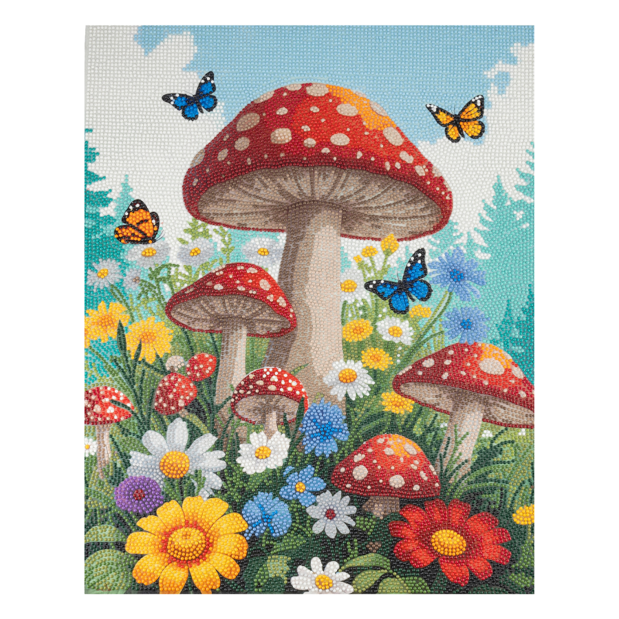 Colourful Mushrooms Crystal Art Canvas Kit 40x50cm
