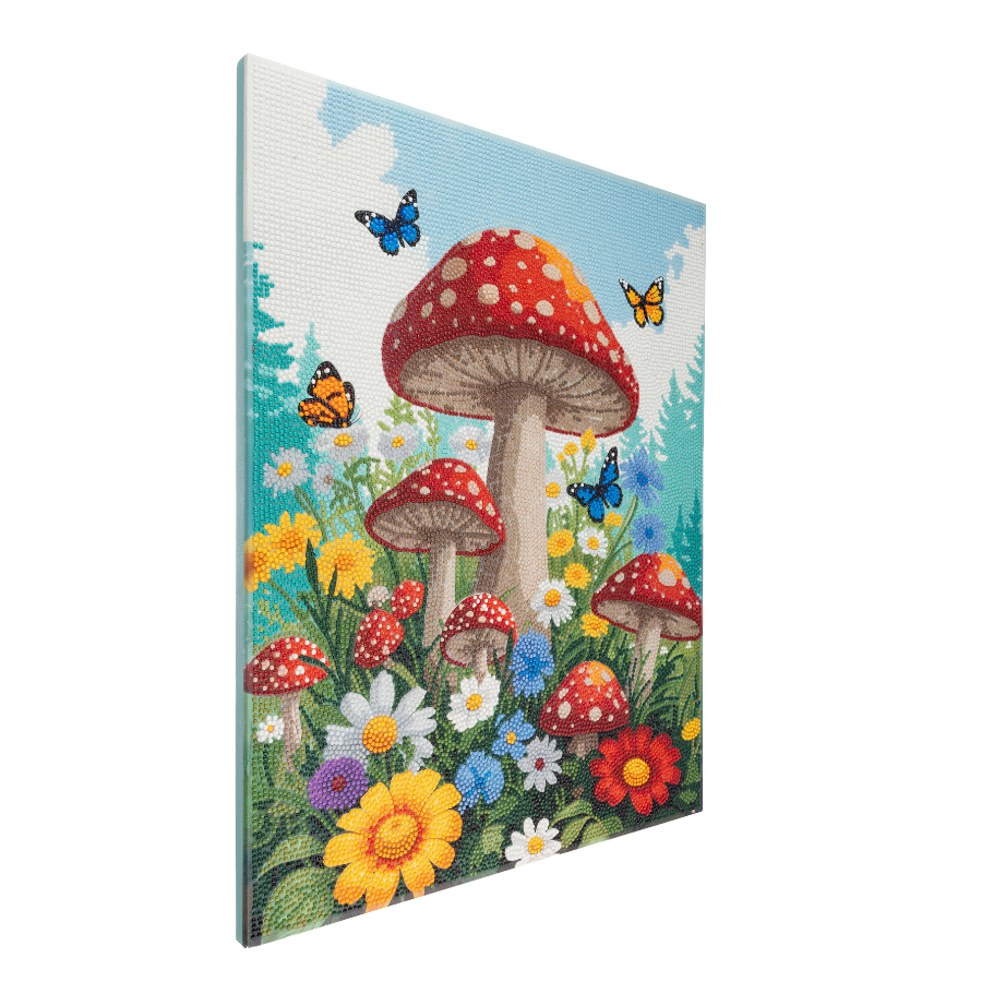 Colourful Mushrooms Crystal Art Canvas Kit 40x50cm