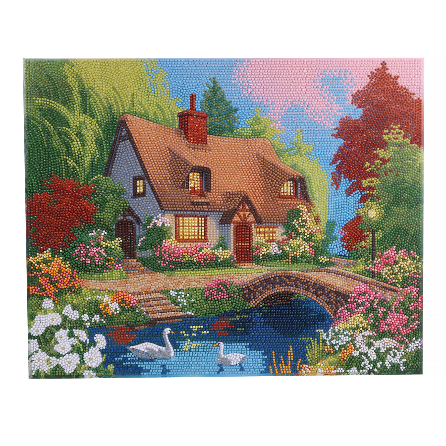 Cosy Cottage Crystal Art Canvas Kit 40x50