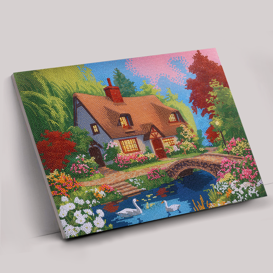Cosy Cottage Crystal Art Canvas Kit 40x50