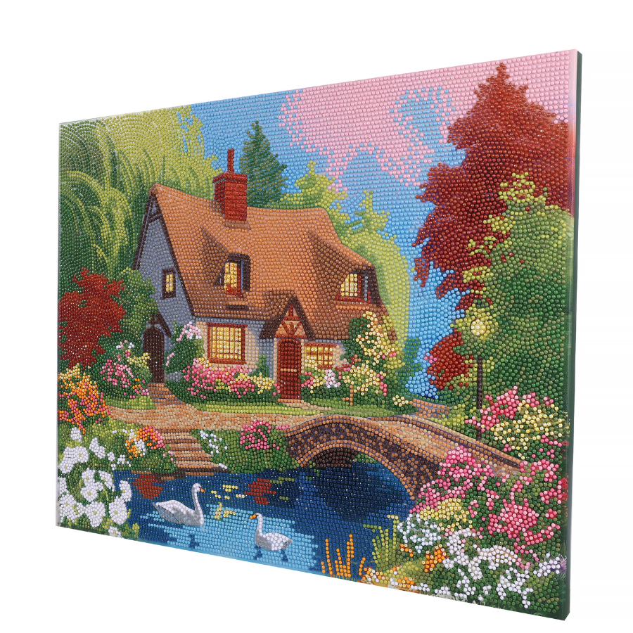 Cosy Cottage Crystal Art Canvas Kit 40x50