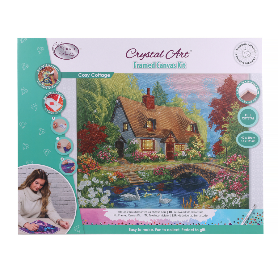 Cosy Cottage Crystal Art Canvas Kit 40x50