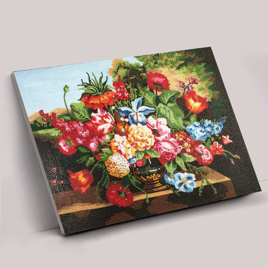 Countryside Flowers Crystal Art Framed Canvas Kit 50x40cm