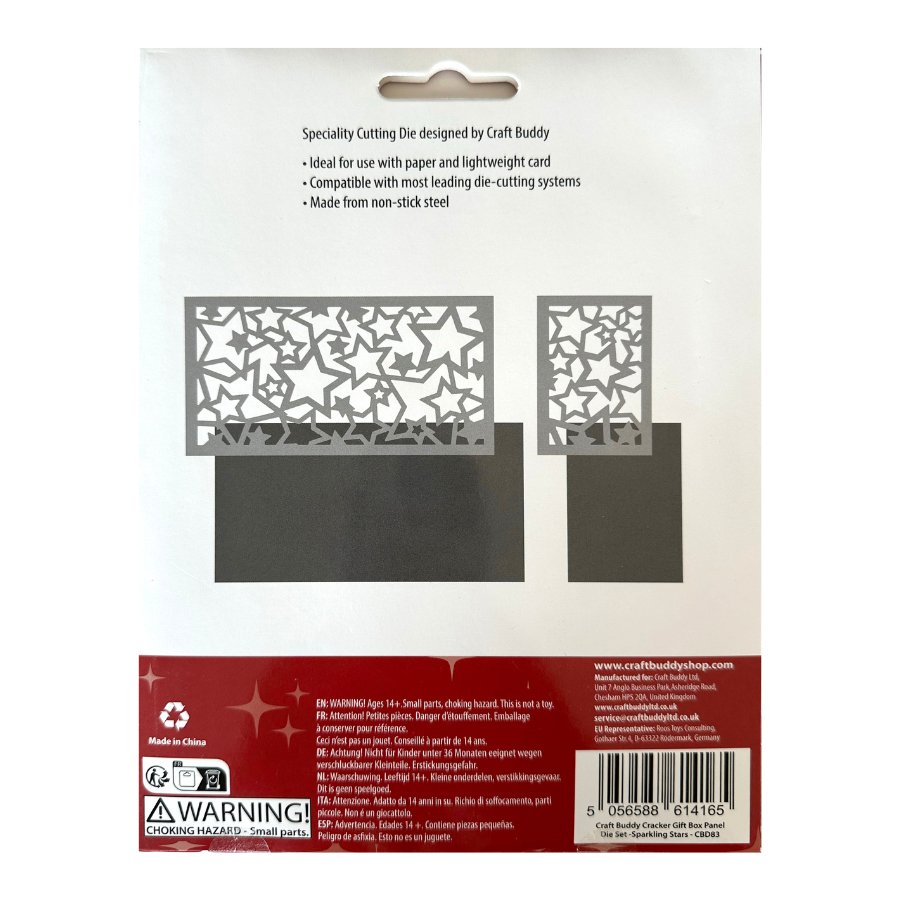 Craft Buddy Sparkling Stars Cracker Gift Box Panel Die Set 6