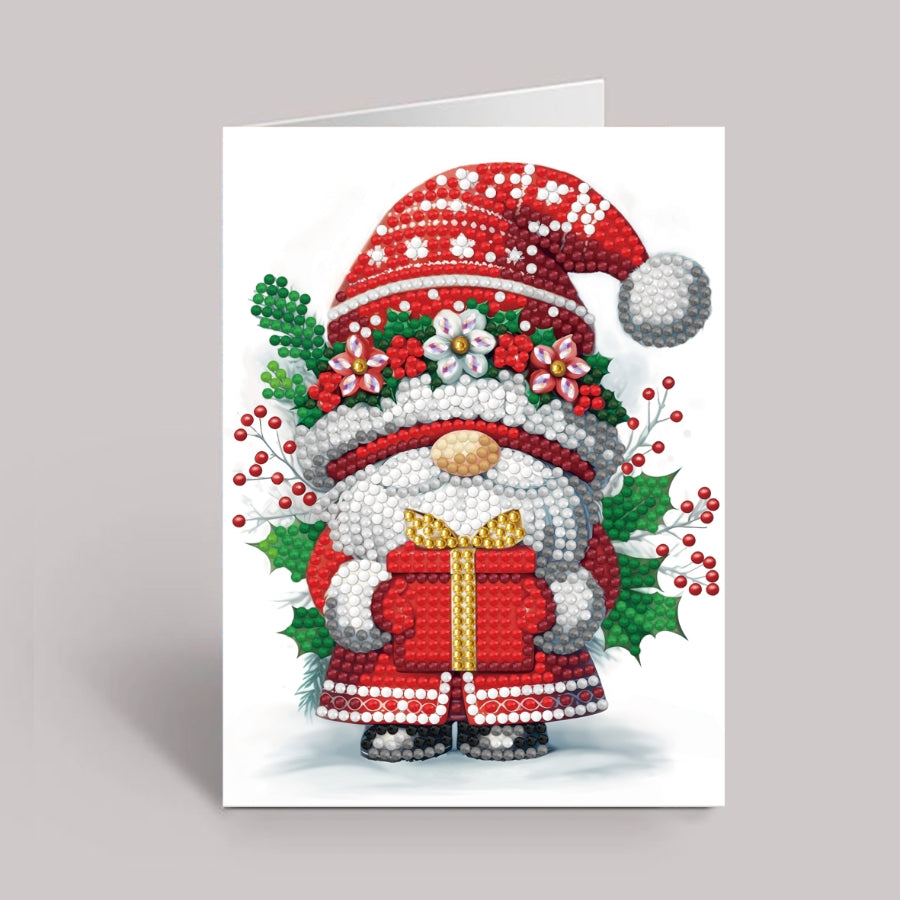 Holiday Gnome Crystal Art Card Kit 12x17cm