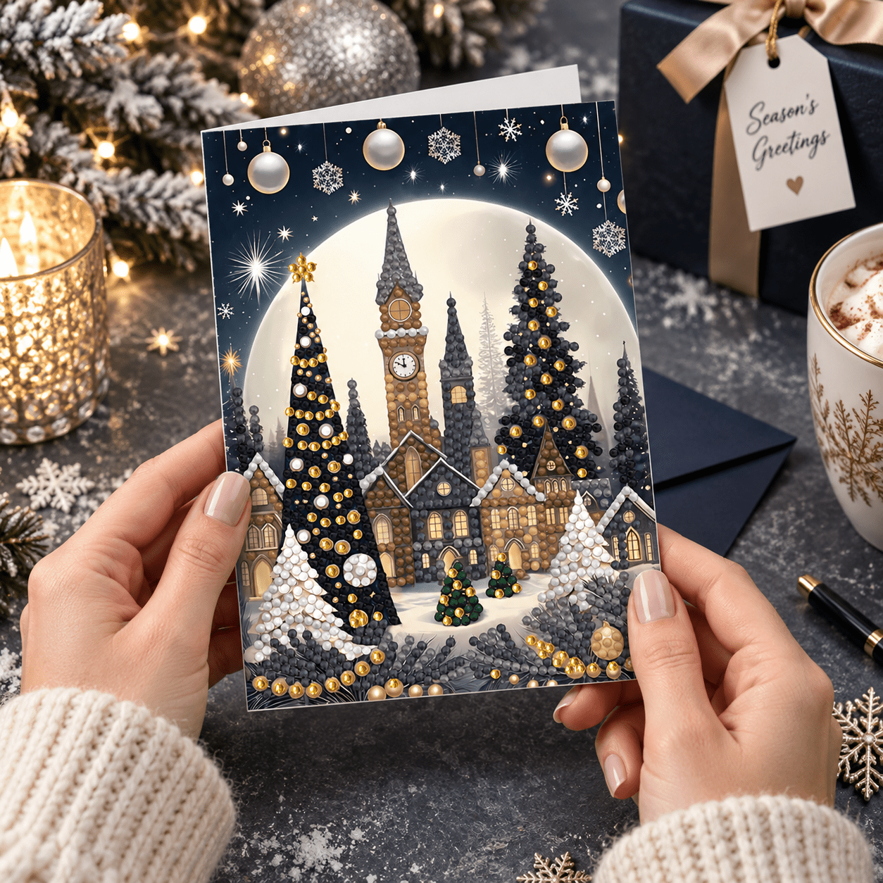 Silent Night Crystal Art Card Kit 12x17cm