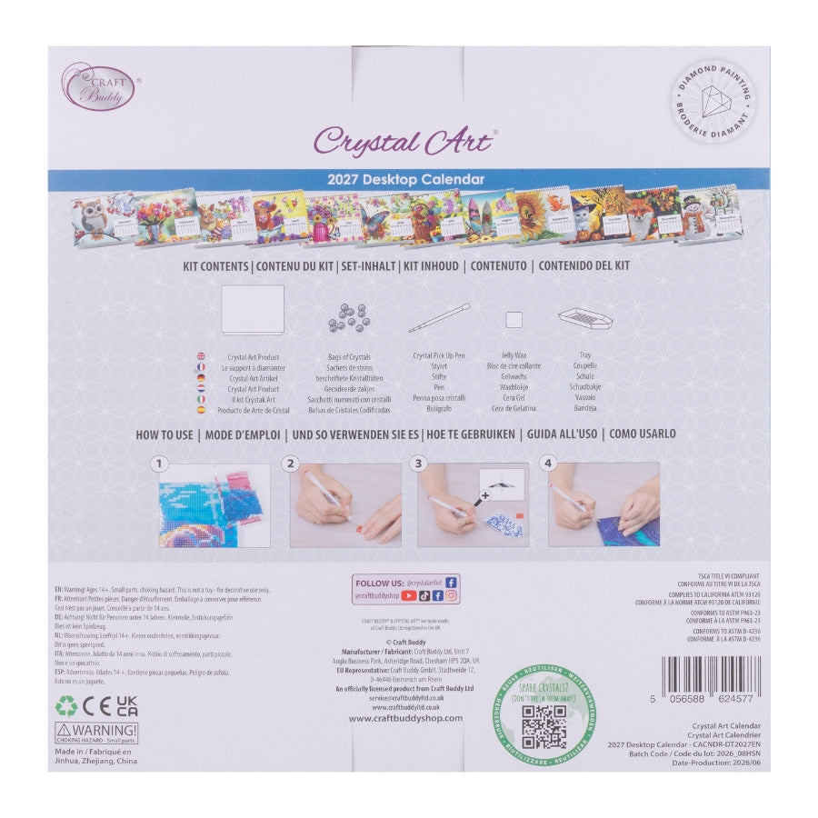 Crystal Art Desktop Calendar Kit 2027 packback