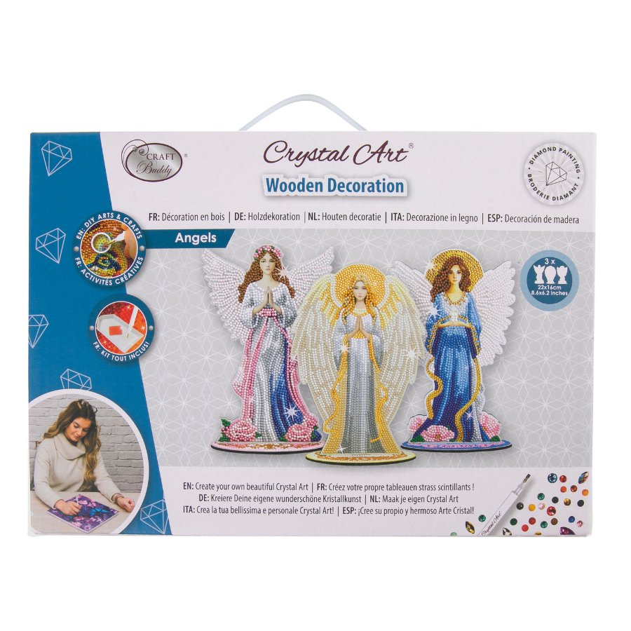 Crystal Art Wooden Decoration Angels Set pack front