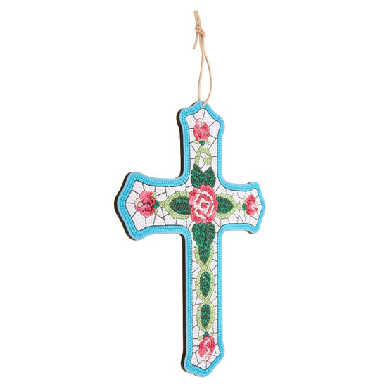 Crystal Art cross Wooden Hanging Decoration angle