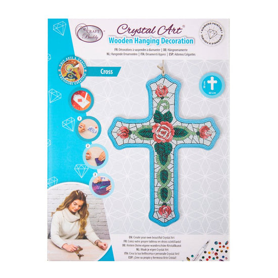 Crystal Art cross Wooden Hanging Decoration pack front