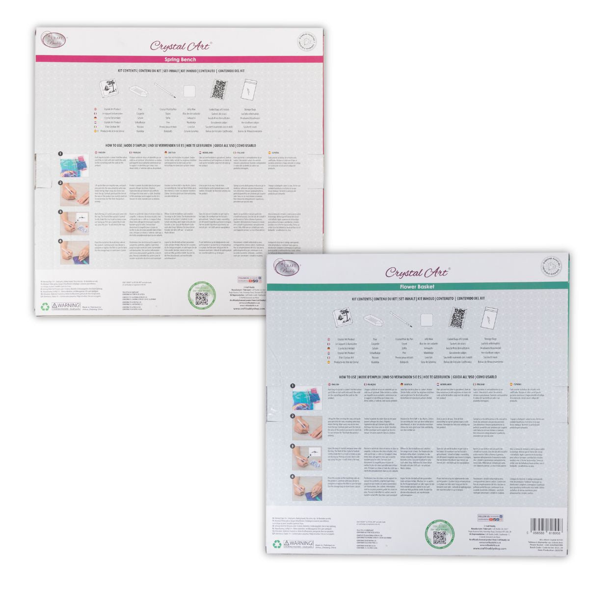 Crystal art canvas kit flowers set of 2 back packaging