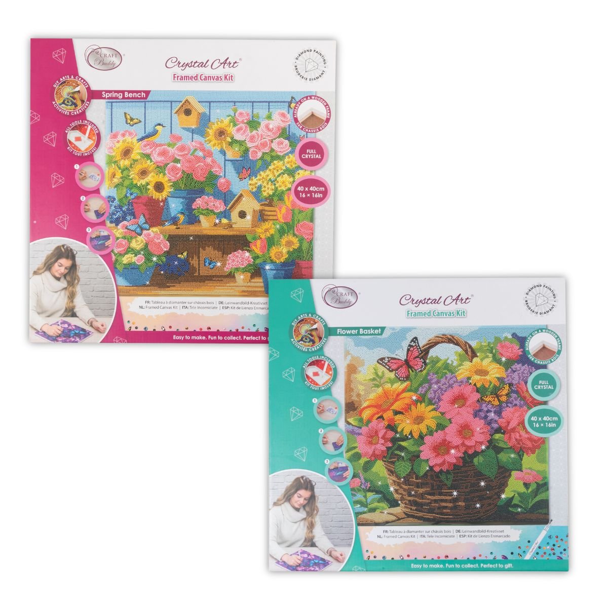 Crystal art canvas kit flowers set of 2 front packaging