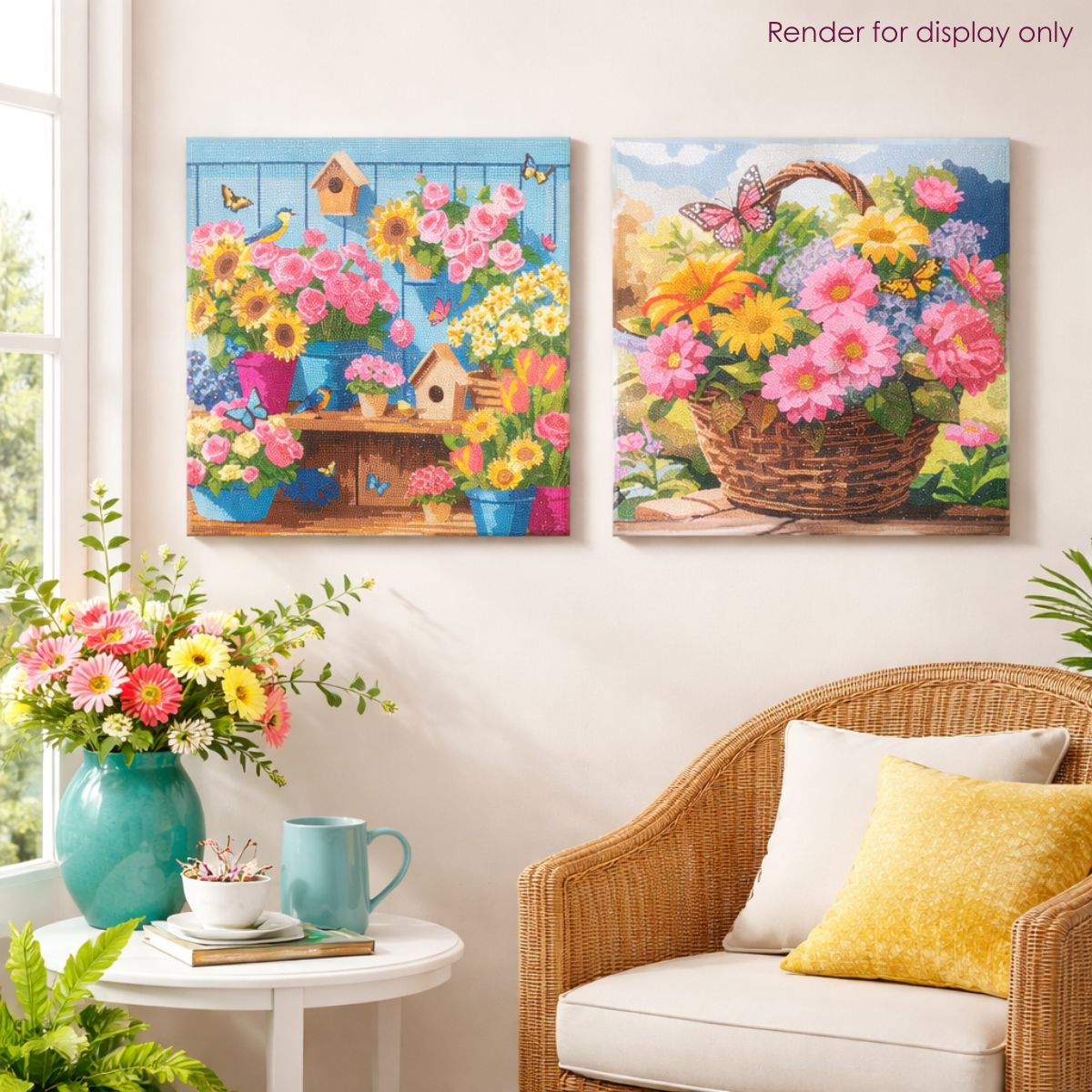 Crystal art canvas kit flowers set of 2 lifestyle