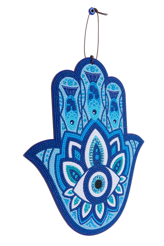 Crystal art hanging wall decoration mdf hamsa hand side complete