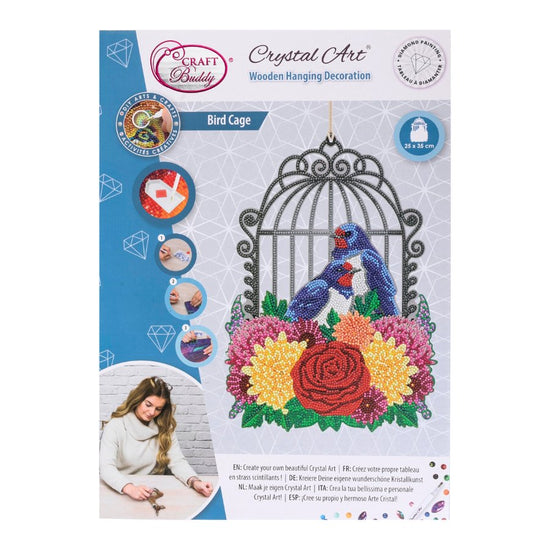 Crystal art wooden hanging decoration birdcage pack front